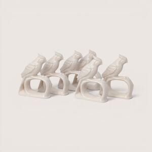 1960s Ardalt Japan White Cardinal Napkin Rings Set of 8